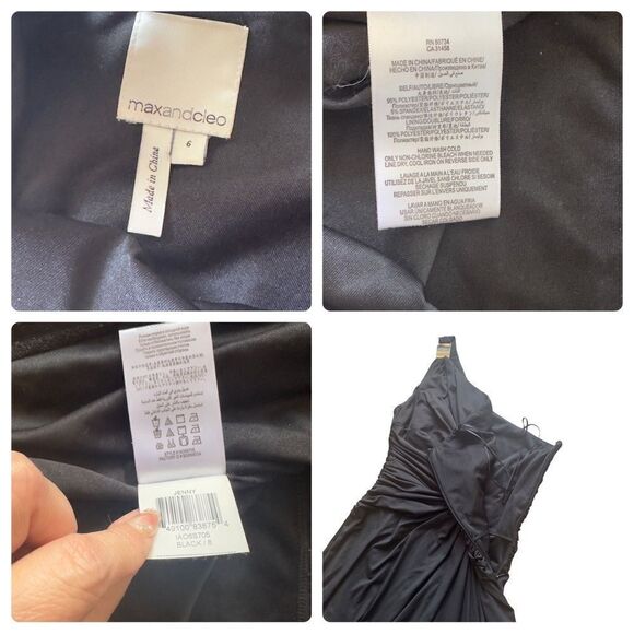 maxandcleo Black One Shoulder Long Maxi Dress Size 6 - Picture 14 of 14